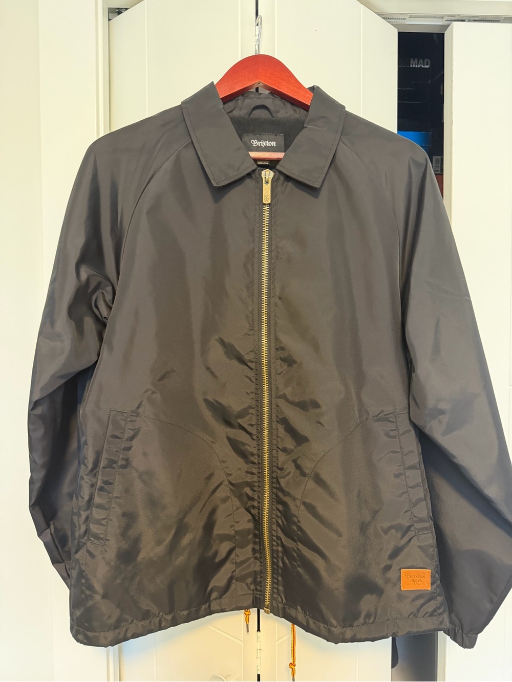 Brixton Men's Dark Gray Zip-Front Lightweight Coach Jacket